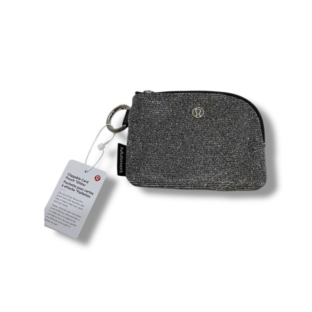 Lululemon NWT Clippable Card Pouch Glitter in Silver OS